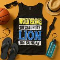 Wolverine On Saturday Lion On Sunday Detroit Tank Top