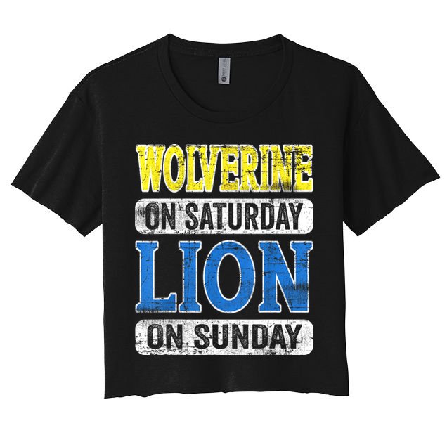 Wolverine On Saturday Lion On Sunday Detroit Crop Top