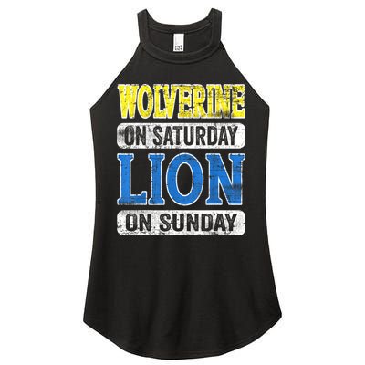 Wolverine On Saturday Lion On Sunday Detroit Women's Perfect Tri Rocker Tank