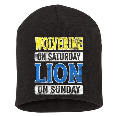 Wolverine On Saturday Lion On Sunday Detroit Short Acrylic Beanie
