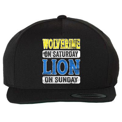 Wolverine On Saturday Lion On Sunday Detroit Wool Snapback Cap