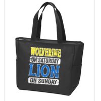Wolverine On Saturday Lion On Sunday Detroit Zip Tote Bag