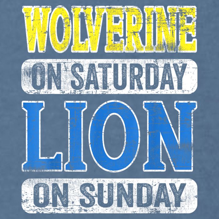 Wolverine On Saturday Lion On Sunday Detroit Garment-Dyed Sweatshirt