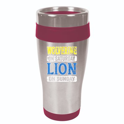 Wolverine On Saturday Lion On Sunday Detroit 16oz Travel Tumbler