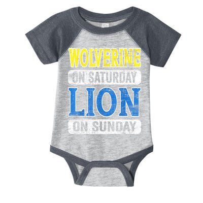 Wolverine On Saturday Lion On Sunday Detroit Infant Baby Jersey Bodysuit