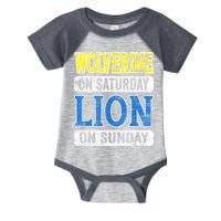 Wolverine On Saturday Lion On Sunday Detroit Infant Baby Jersey Bodysuit