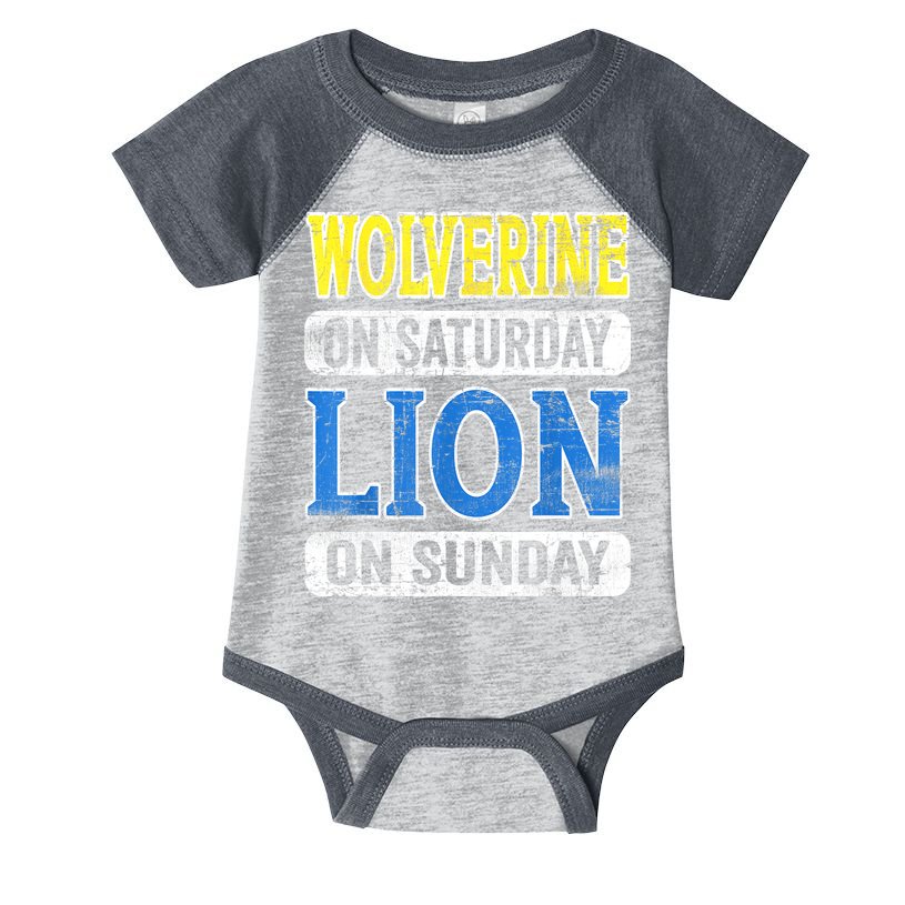 Wolverine On Saturday Lion On Sunday Detroit Infant Baby Jersey Bodysuit