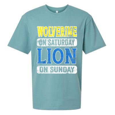 Wolverine On Saturday Lion On Sunday Detroit Sueded Cloud Jersey T-Shirt