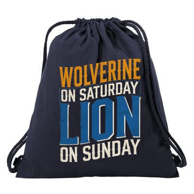 Wolverine On Saturday Lion On Sunday Drawstring Bag