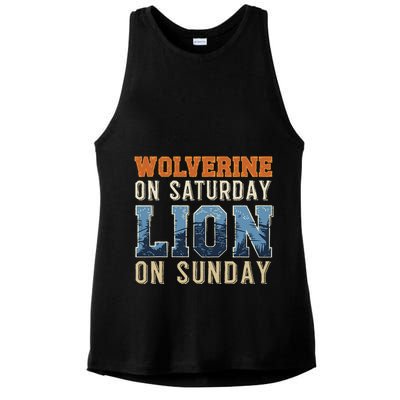 Wolverine On Saturday Lion On Sunday Ladies PosiCharge Tri-Blend Wicking Tank