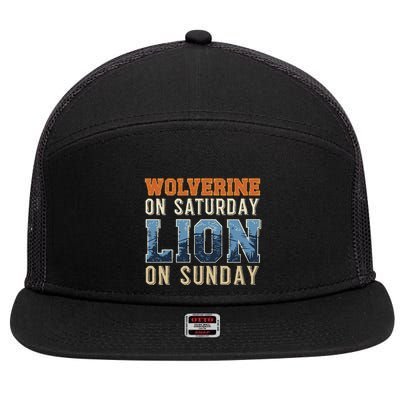 Wolverine On Saturday Lion On Sunday 7 Panel Mesh Trucker Snapback Hat