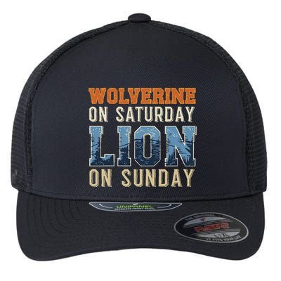Wolverine On Saturday Lion On Sunday Flexfit Unipanel Trucker Cap
