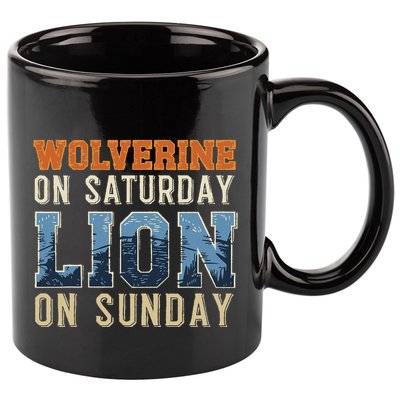 Wolverine On Saturday Lion On Sunday 11oz C Handle Ceramic Mug