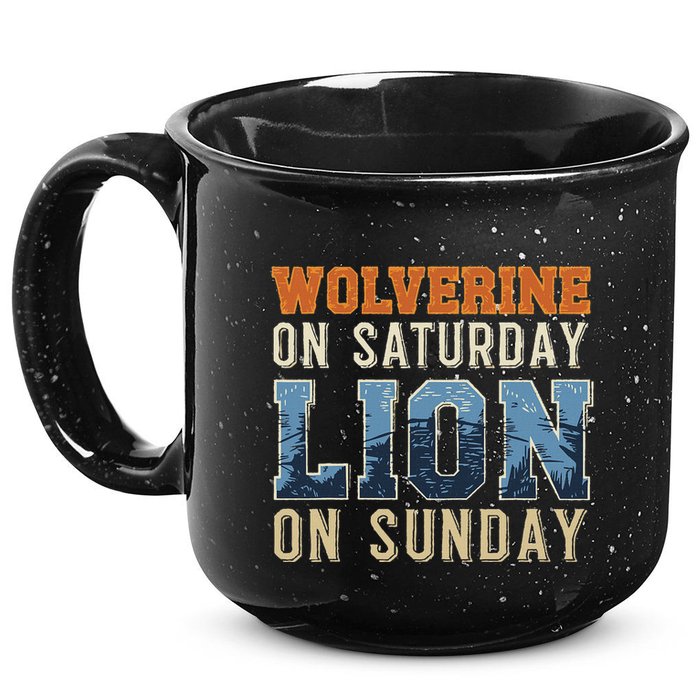 Wolverine On Saturday Lion On Sunday 15oz Campfire Ceramic Mug