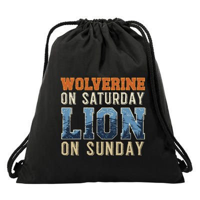 Wolverine On Saturday Lion On Sunday Drawstring Bag