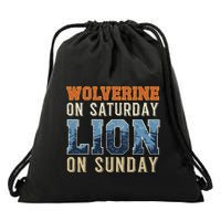 Wolverine On Saturday Lion On Sunday Drawstring Bag