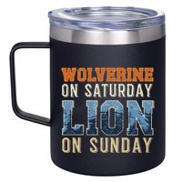 Wolverine On Saturday Lion On Sunday 12oz Stainless Steel Coffee Mug