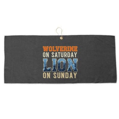 Wolverine On Saturday Lion On Sunday Large Microfiber Waffle Golf Towel