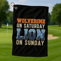 Wolverine On Saturday Lion On Sunday Golf Towel