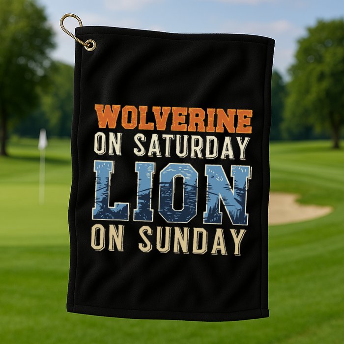 Wolverine On Saturday Lion On Sunday Golf Towel