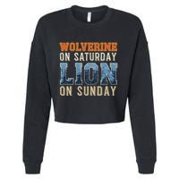 Wolverine On Saturday Lion On Sunday Cropped Pullover Crew