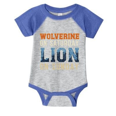 Wolverine On Saturday Lion On Sunday Infant Baby Jersey Bodysuit