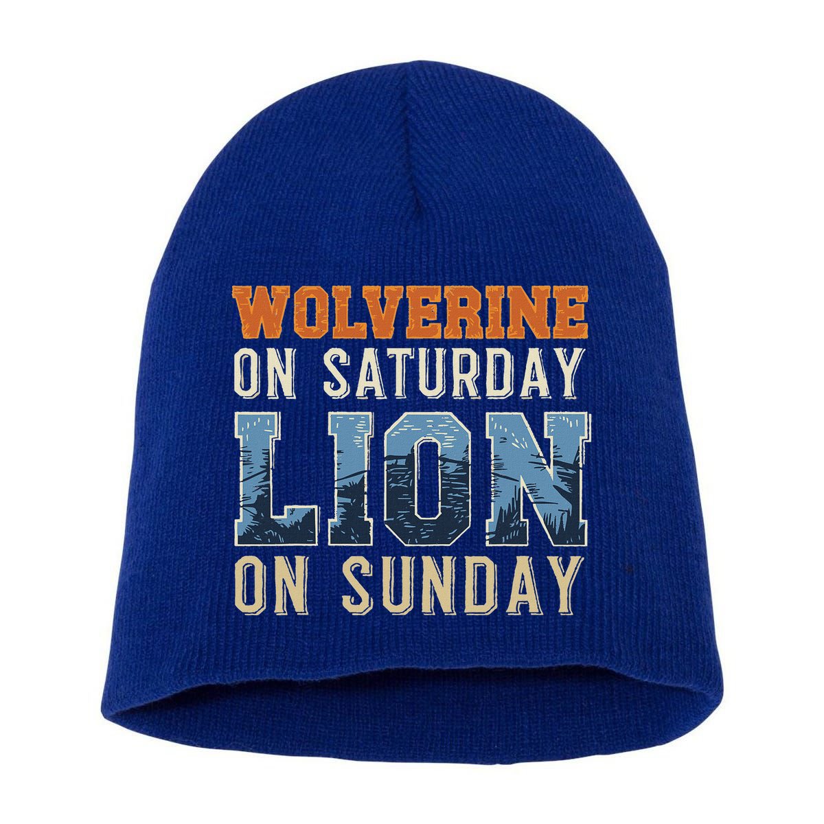 Wolverine On Saturday Lion On Sunday Short Acrylic Beanie