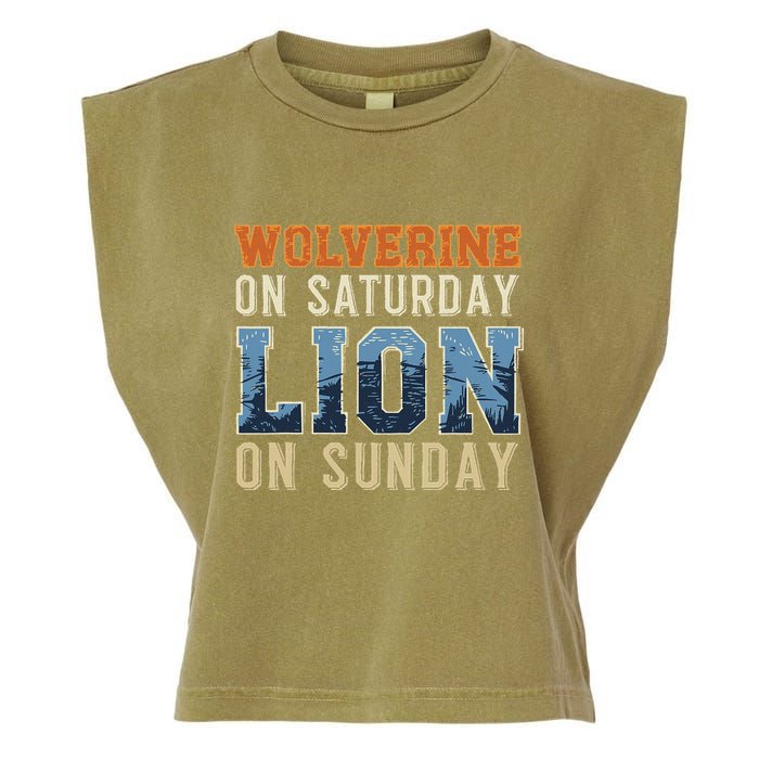 Wolverine On Saturday Lion On Sunday Garment-Dyed Women's Muscle Tee