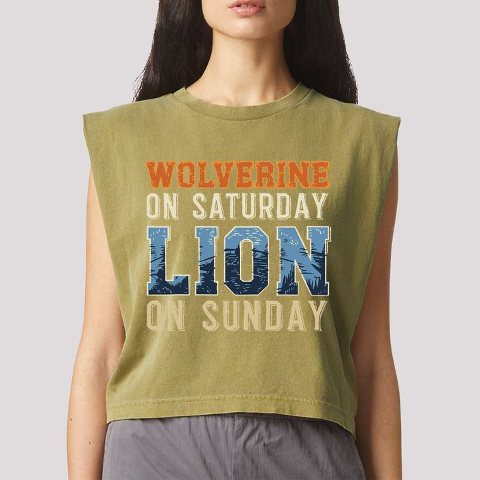 Wolverine On Saturday Lion On Sunday Garment-Dyed Women's Muscle Tee