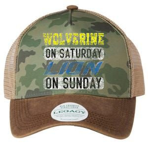 Wolverine On Saturday Lion On Sunday Funny Gift Legacy Tie Dye Trucker Hat