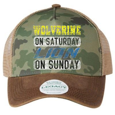 Wolverine On Saturday Lion On Sunday Funny Gift Legacy Tie Dye Trucker Hat