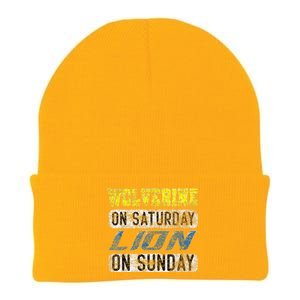 Wolverine On Saturday Lion On Sunday Funny Gift Knit Cap Winter Beanie