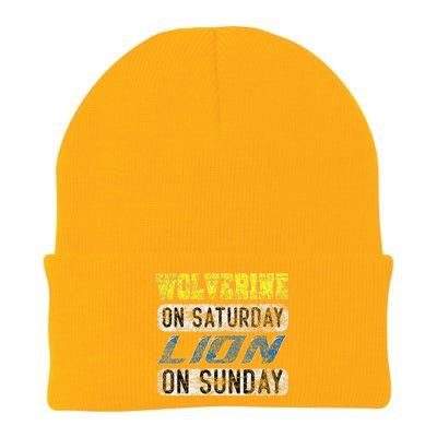 Wolverine On Saturday Lion On Sunday Funny Gift Knit Cap Winter Beanie