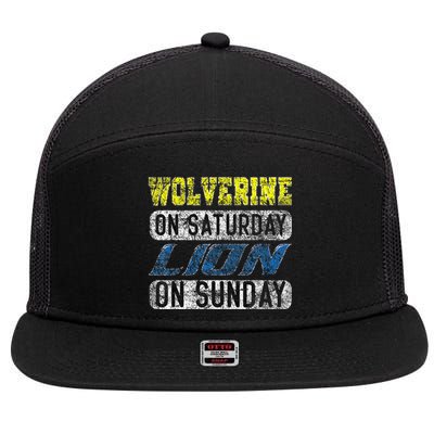 Wolverine On Saturday Lion On Sunday Funny Gift 7 Panel Mesh Trucker Snapback Hat