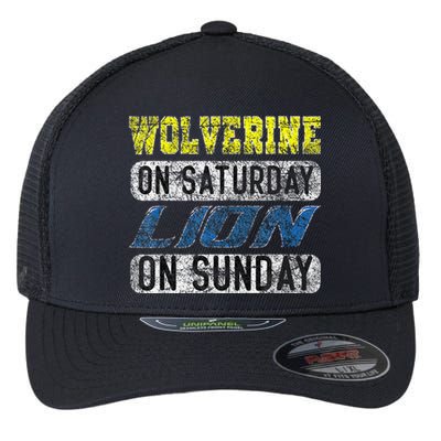 Wolverine On Saturday Lion On Sunday Funny Gift Flexfit Unipanel Trucker Cap