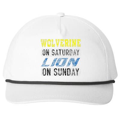 Wolverine On Saturday Lion On Sunday Funny Gift Snapback Five-Panel Rope Hat