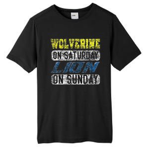 Wolverine On Saturday Lion On Sunday Funny Gift Tall Fusion ChromaSoft Performance T-Shirt