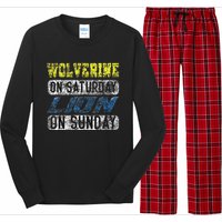 Wolverine On Saturday Lion On Sunday Funny Gift Long Sleeve Pajama Set