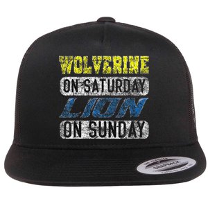 Wolverine On Saturday Lion On Sunday Funny Gift Flat Bill Trucker Hat