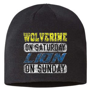 Wolverine On Saturday Lion On Sunday Funny Gift Sustainable Beanie