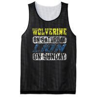 Wolverine On Saturday Lion On Sunday Funny Gift Mesh Reversible Basketball Jersey Tank