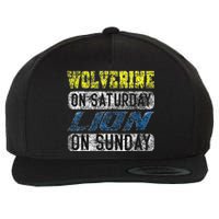 Wolverine On Saturday Lion On Sunday Funny Gift Wool Snapback Cap