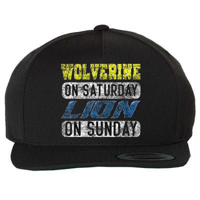 Wolverine On Saturday Lion On Sunday Funny Gift Wool Snapback Cap