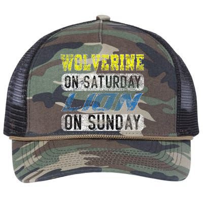 Wolverine On Saturday Lion On Sunday Funny Gift Retro Rope Trucker Hat Cap