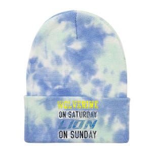 Wolverine On Saturday Lion On Sunday Funny Gift Tie Dye 12in Knit Beanie