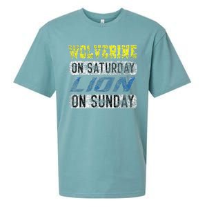 Wolverine On Saturday Lion On Sunday Funny Gift Sueded Cloud Jersey T-Shirt