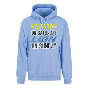 Wolverine On Saturday Lion On Sunday Funny Gift Unisex Surf Hoodie