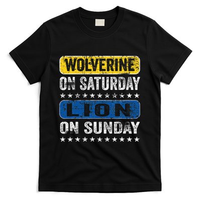 Wolverine On Saturday Lion On Sunday T-Shirt