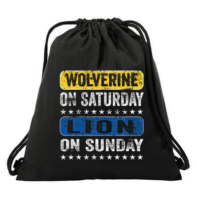 Wolverine On Saturday Lion On Sunday Drawstring Bag