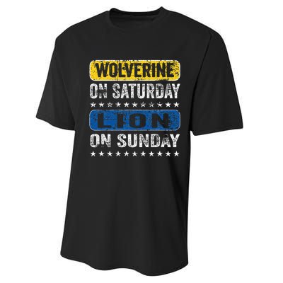 Wolverine On Saturday Lion On Sunday Performance Sprint T-Shirt